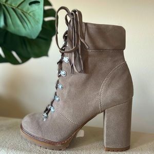 Suede Lace Up Combat Booties
